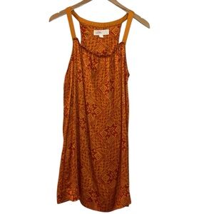 Anthropologie Lilka Orange 100% Silk Shift Dress S